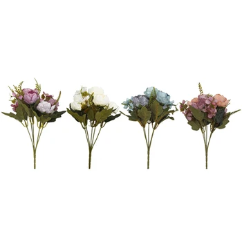 4 head European Artificial Peony Decorative Party Silk fake Flowers Peonies For Home Hotel decor DIY Wedding Decoration wreath