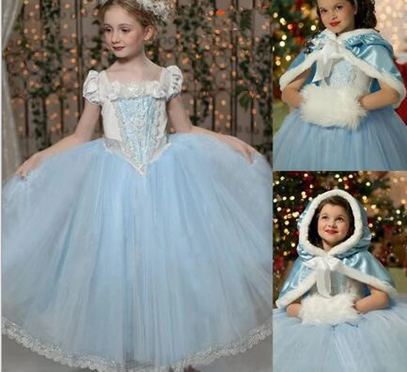

Princess Snow White Elsa Anna Dress Kids Halloween Cosplay Costume Red Hoodied Girls Dress For Children Christmas Gifts Party