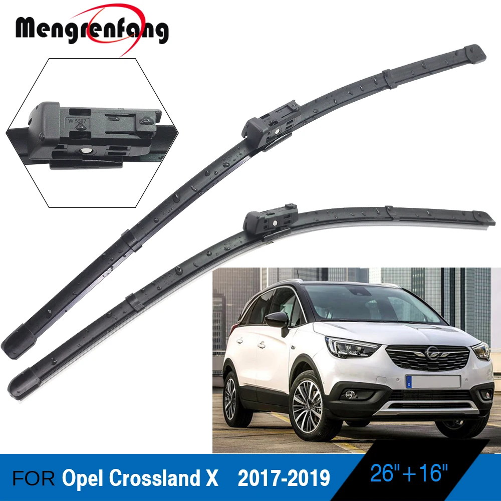 

For Opel Crossland X Car Front Windscreen Wiper Blades Soft Rubber Wiper Push Button Arms 2017 2018 2019