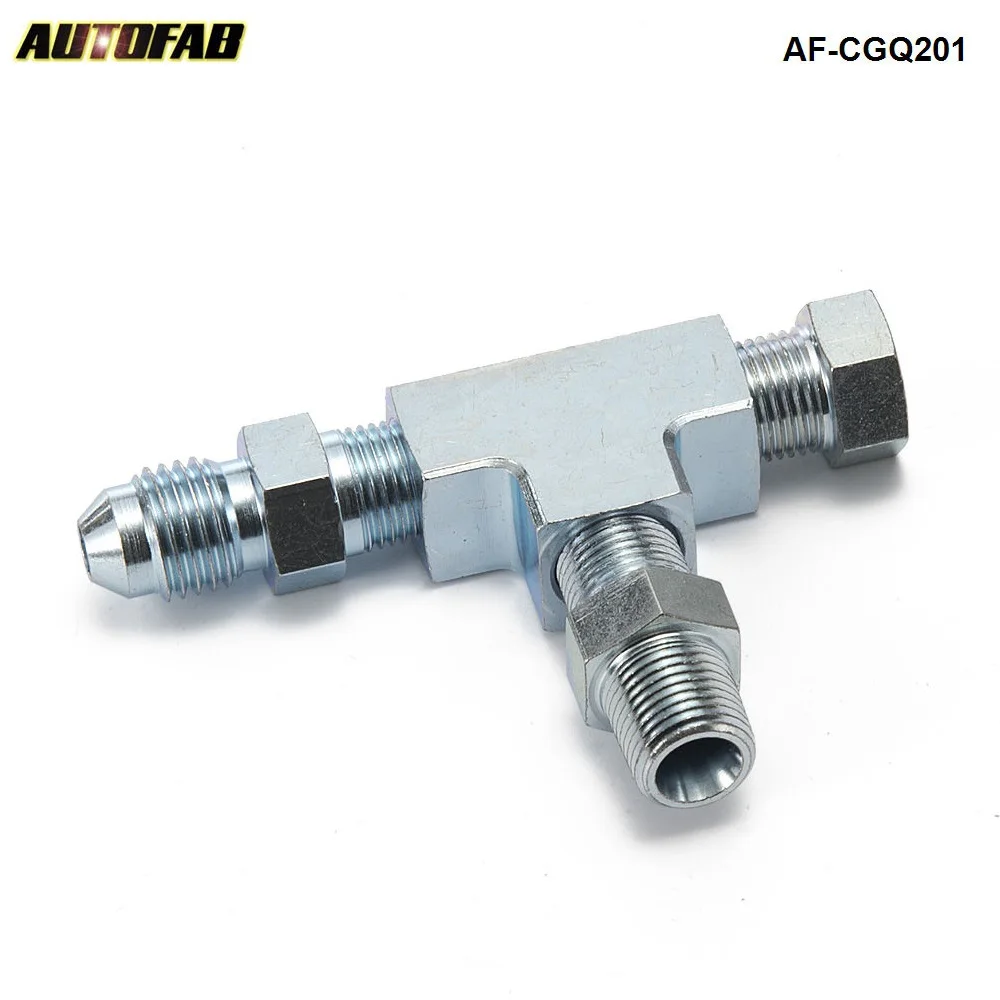 Turbo Adapter Tee Fitting 1/8NPT to 4AN w/ Plug Block Oil Feed Pressure Sensor AF-CGQ201