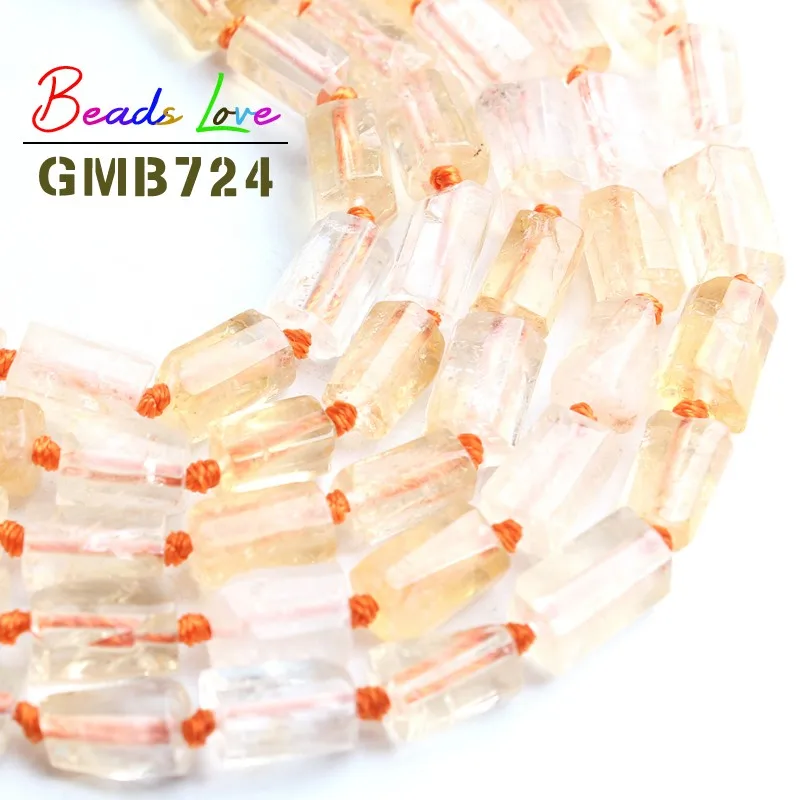 

8x11mm Natural Column Shape Yellow Quartz Citrines Stone Spacer Loose Beads for Jewelry Making Diy Bracelet Necklace 15 Inch