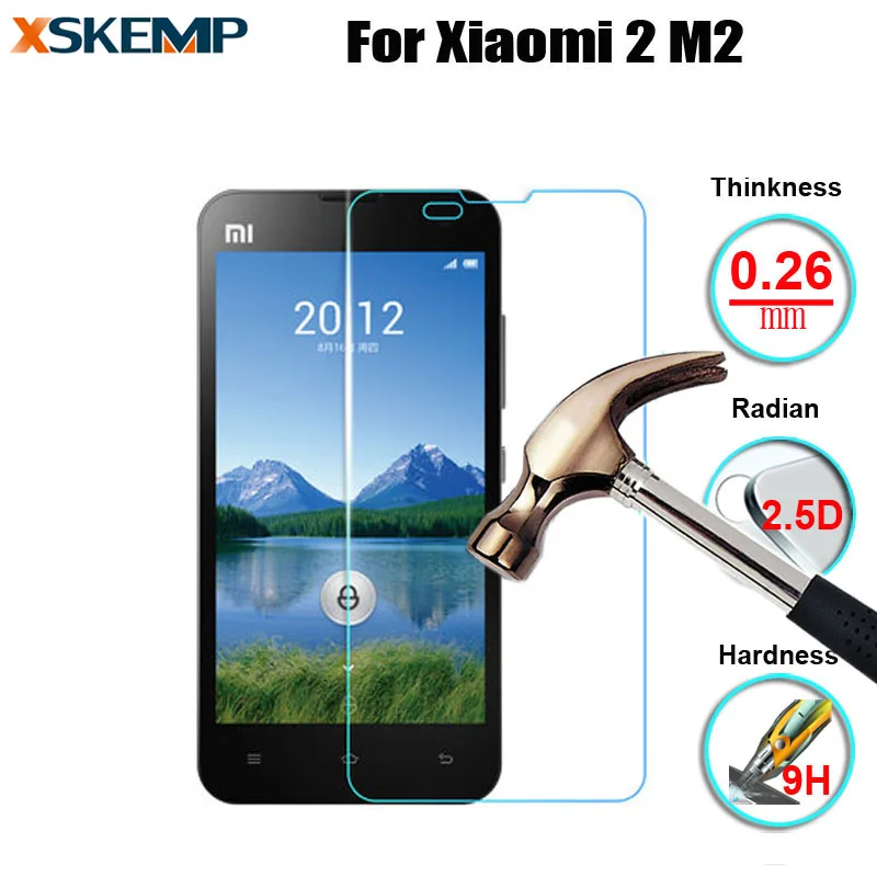 0.26mm 9H Anti-Shatter No Fingerprint Tempered Glass For Xiaomi Mi2 M2 Anti-Scratch Toughened Premium Screen Protector Film Case | Мобильные
