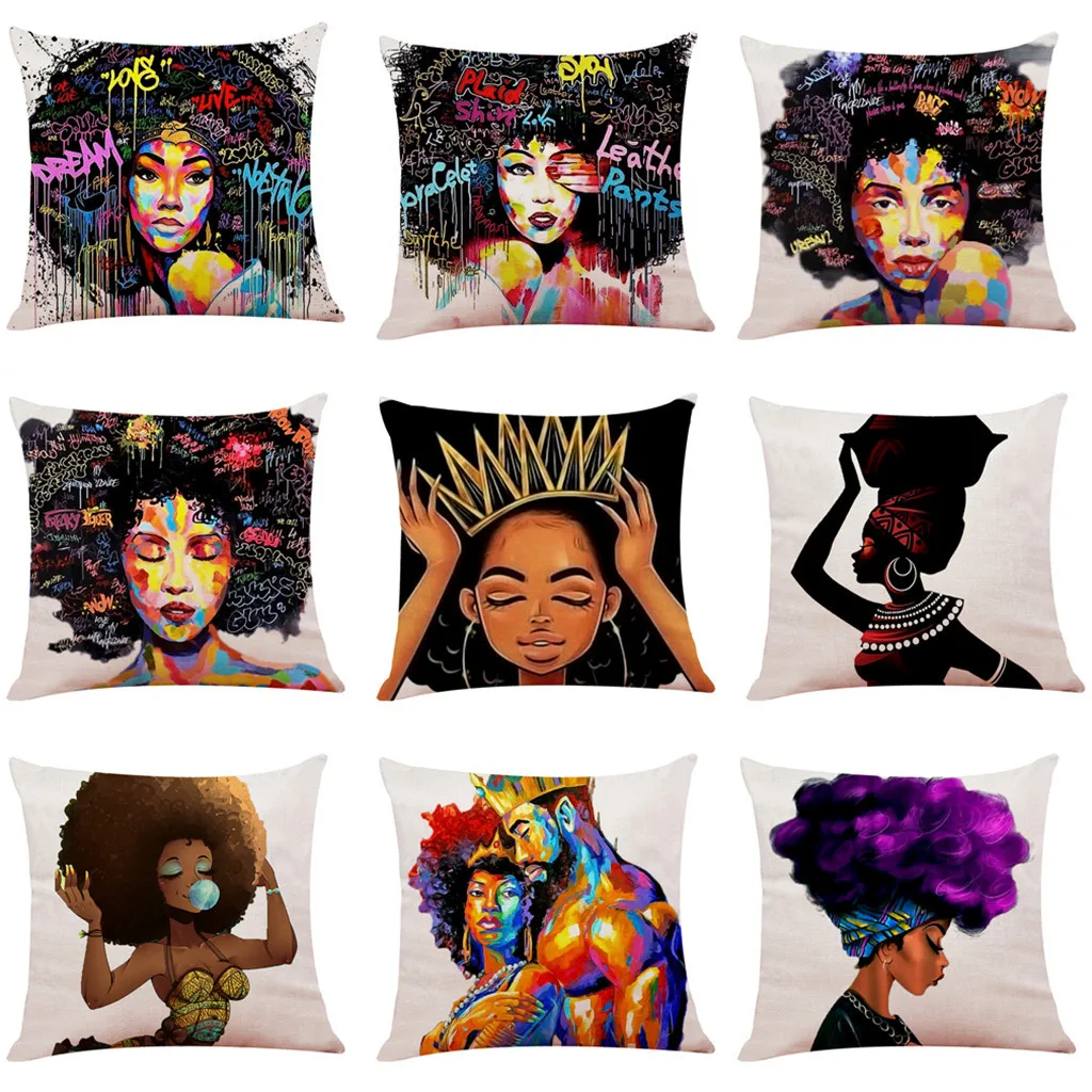 

Home Decor Cushion Cover African Women Pillowcase Throw Pillow Covers