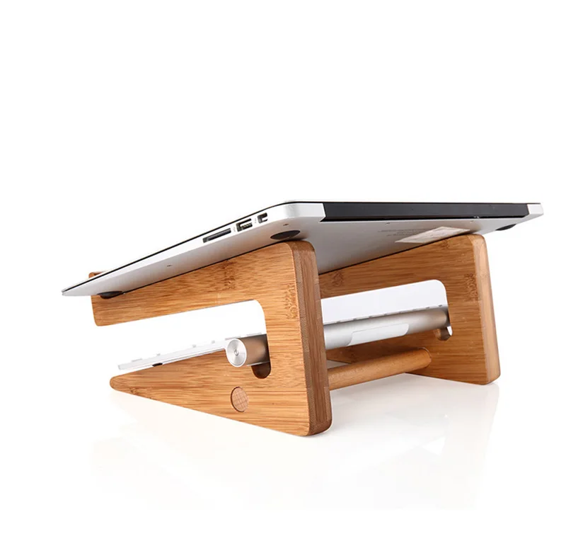 Increase Height Cooling Bamboo Laptop PC Stand for Macbook Air Pro Retina Vertical Base Bracket for