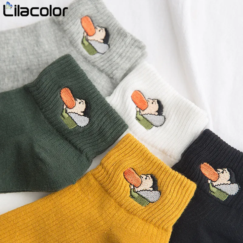 

1 Pair Sale Spring multiple styles Cotton Harajuku Women Socks Heart flower cartoon character Rose Tongue Boys Girls Funny Socks