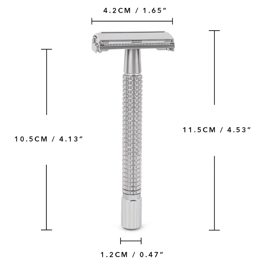 

Double Edge Safety Razor Long Handle Butterfly Qshave Open Classic Safety Razor white, 1 Handle & 5 blades