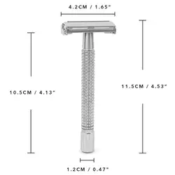 Двусторонняя Безопасная бритва с длинной ручкой бабочка Qshave открытая Классическая Безопасная бритва белая, 1 ручка и 5 лезвий