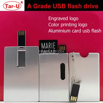 

10pcs 64GB 32GB Metal bank card usb flash drive wholesales usb 32gb flash drive 2sides logo printing memory card