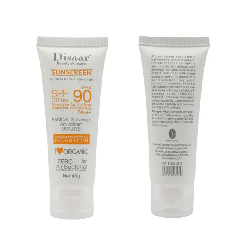 Facial Sunscreen Cream Beauty Skin Care SPF 90 Oil Free Radical Scavenger Anti Oxidant UVA UVB