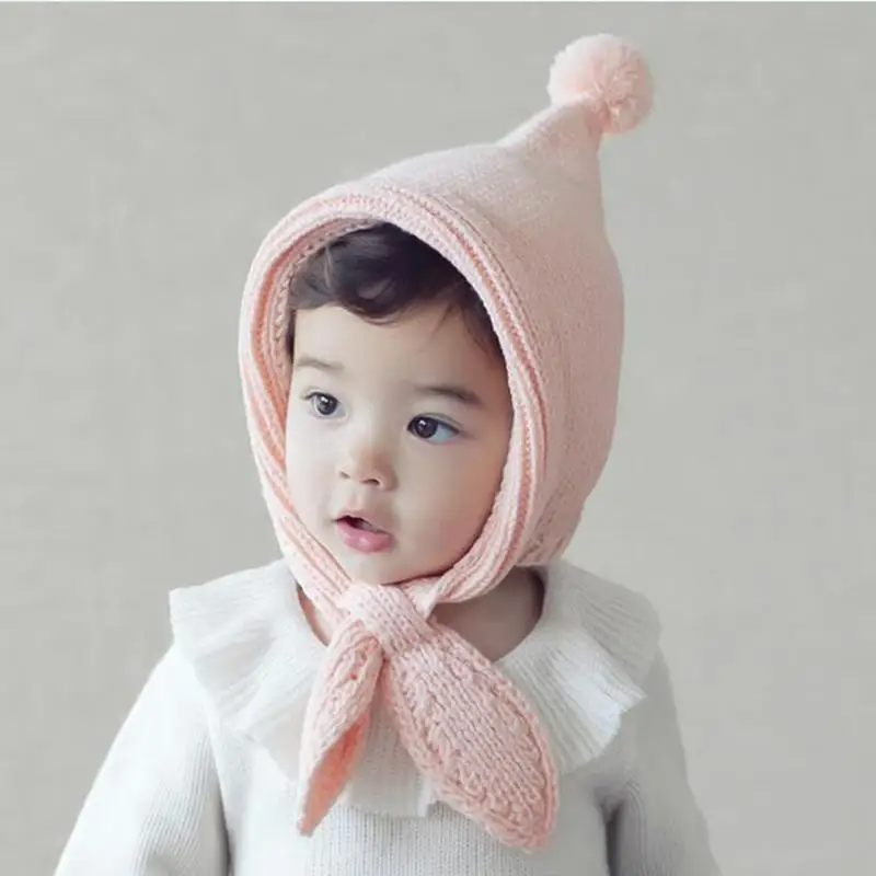 Детская зимняя шапка эльф Корейском стиле теплые одноцветное Цвет трикотажные Кепки реквизит для фотографии новорожденных аксессуары