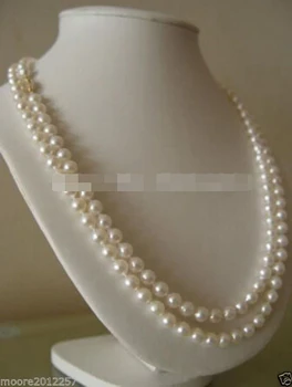 

yan 745 Charming! Genuine 8-9mm White Akoya Cultured Pearl Necklace 48"