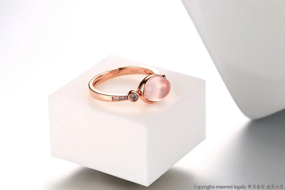 MoBuy набор ювелирных изделий из стерлингового серебра 925 пробы, Розовый овальный натуральный драгоценный камень, розовый кварц, розовое золото, ювелирные украшения для женщин V021ENR