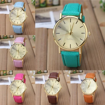 

Fashion Lovers Couples Leather Strap Quartz Watch Alloy Round Dial Analog Wristwatch Hand Accessory Gifts
