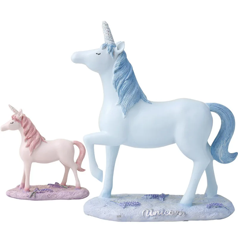 Nordic INS Cute Modern Abstract Fortune Unicorn Statue Resin Ornament Decoration Accessories Pink Sculpture | Дом и сад