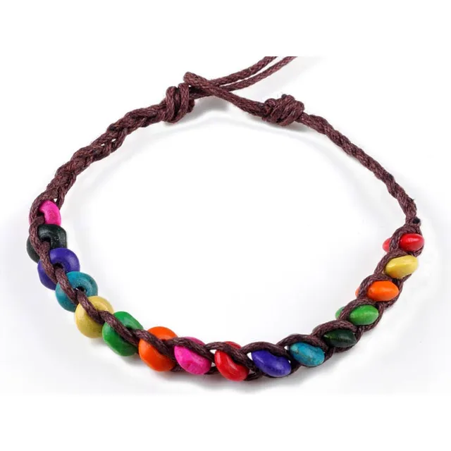 Whole Wood Beads Coffee Rope String Weave Friendship Bracelets Whole Wood Beads Coffee Rope String Weave Friendship Bracelets Handmade Charm Strand Bangle Jewelry