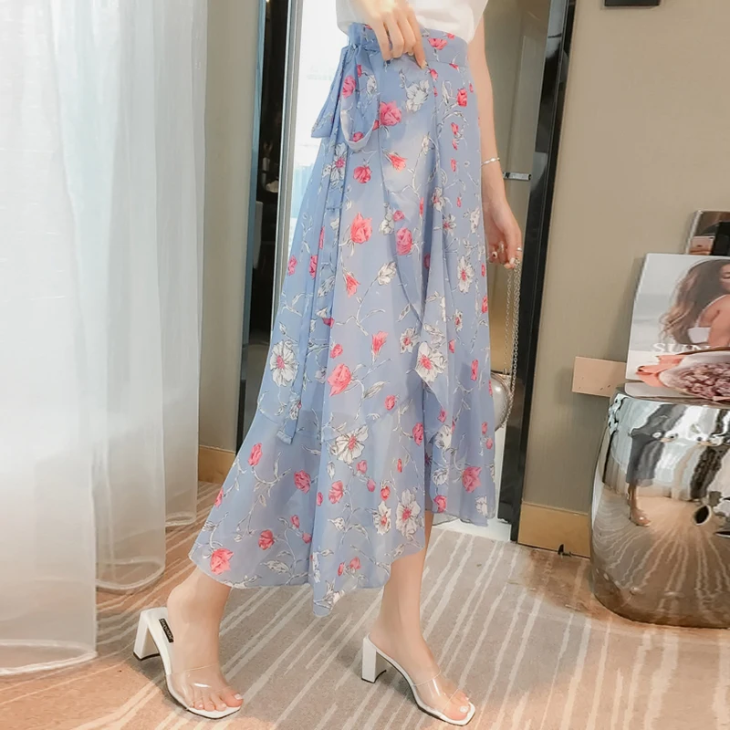 One Piece Skirts Womens Summer Holiday Beach Floral Chiffon Boho Skirt Black Korean 5 Style Split Sexy Bow Tie Wrap Skirt Ladies One Piece Skirts Womens Summer Holiday Beach Floral Chiffon Boho Skirt Black Korean 5 Style Split Sexy Bow Tie Wrap Skirt Ladies