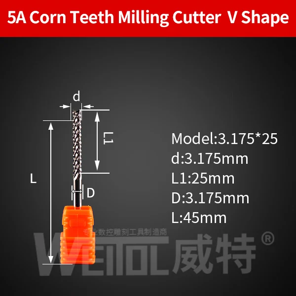 Weitol кукурузные зубы Концевая мельница Вольфрамовая сталь нож для кукурузы цементная доска, лиственные, PCB фреза для резки; cnc биты - Длина режущей кромки: 5AYM325