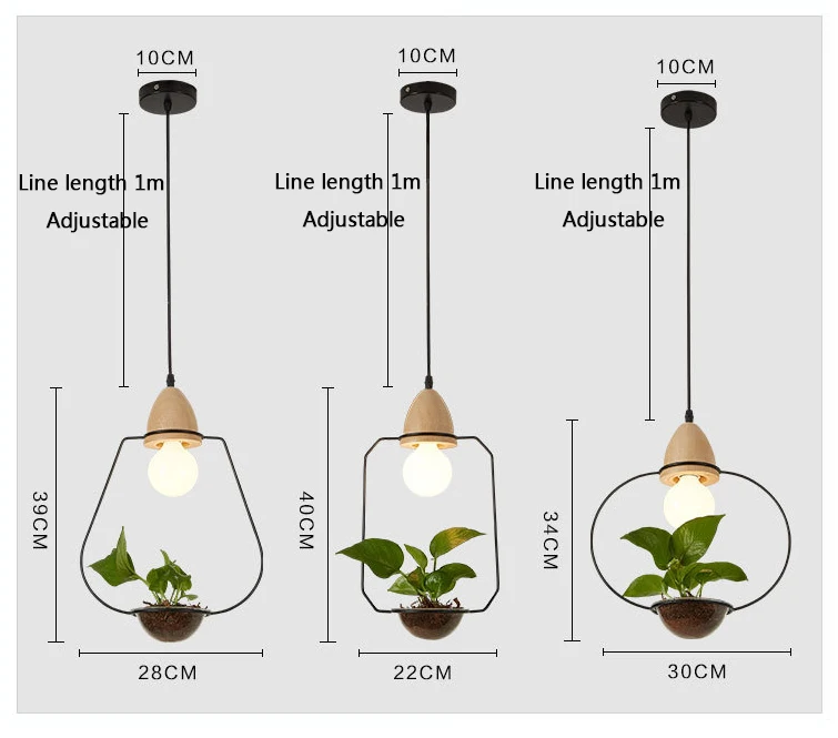 Arte deco led planta luz pingente com