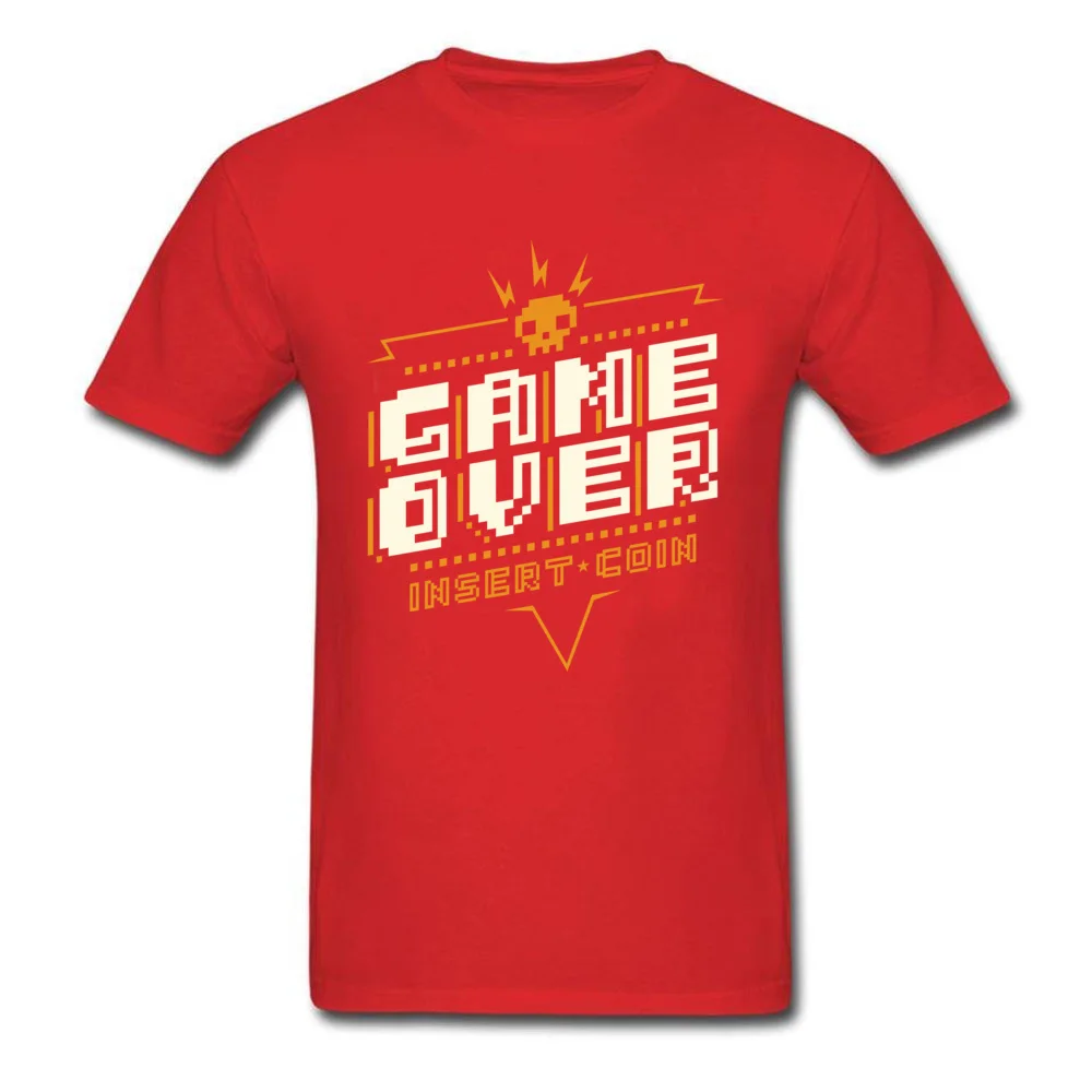 Game Over T Shirts Fitted Short Sleeve Geek 100% Cotton Fabric O-Neck Men Tops & Tees Printed T-shirts Summer Free Shipping Game Over red