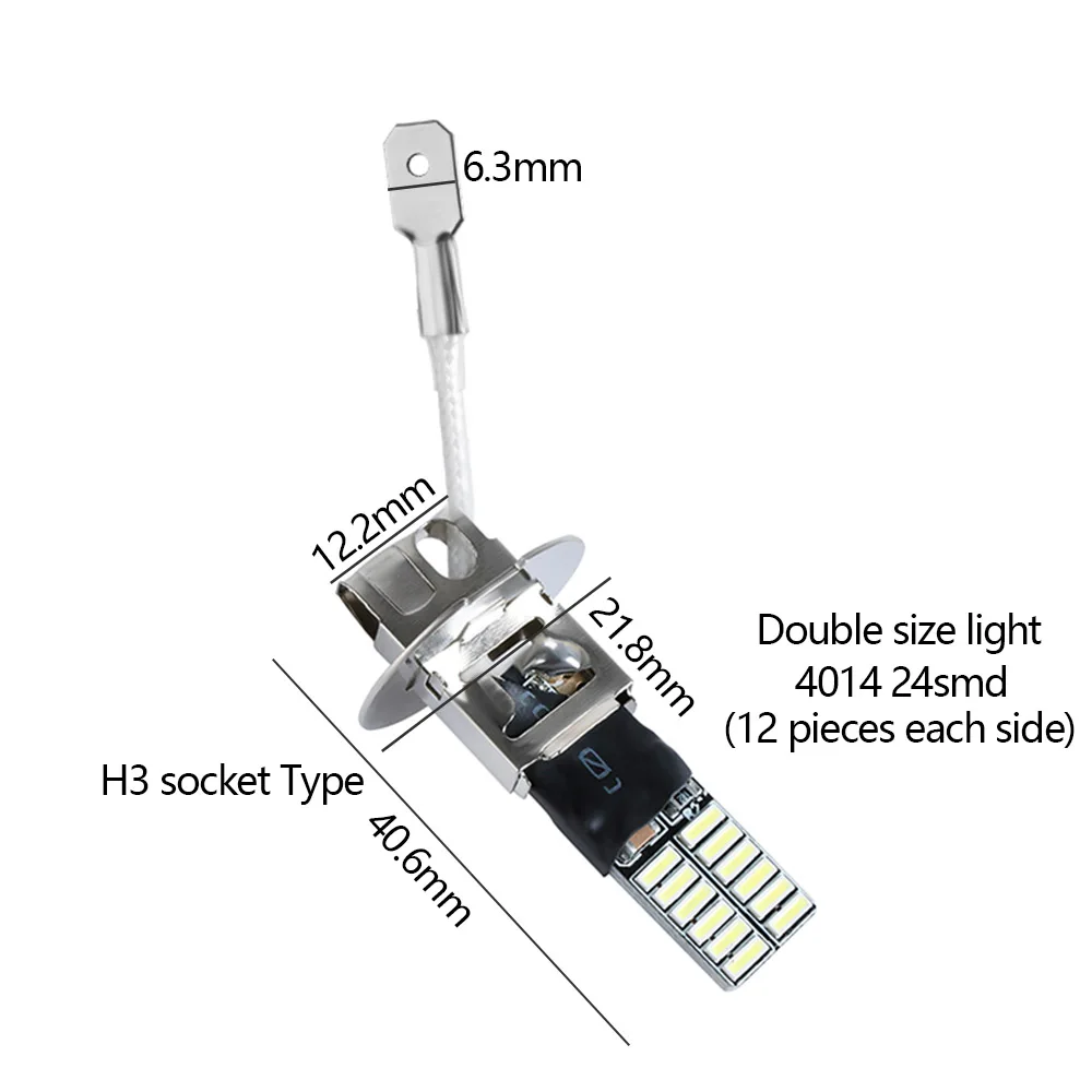 Автомобильные фары H3 6500K 24 SMD 4014 супер яркие светодиодные Белые Противотуманные