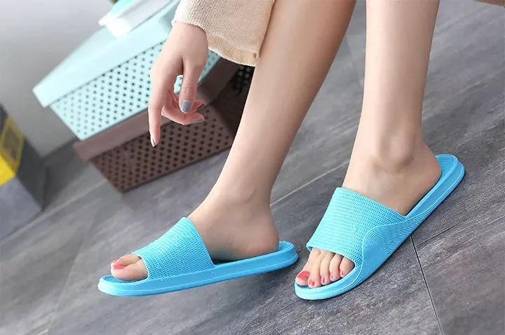 Summer New Pure Color Lovers Household Slippers Anti-slip Waterproof Slide Bathing Bathroom Men's And Women's Lovers Shower Slippers (3)