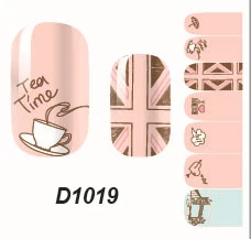 14 шт./лист 42 вида ногтей Обертывания 3D на весь ноготь наклейки дизайн ультратонкие наклейки для ногтей s наклейки макияж татуировки DIY Маникюрный Инструмент - Цвет: D1019 1sheet