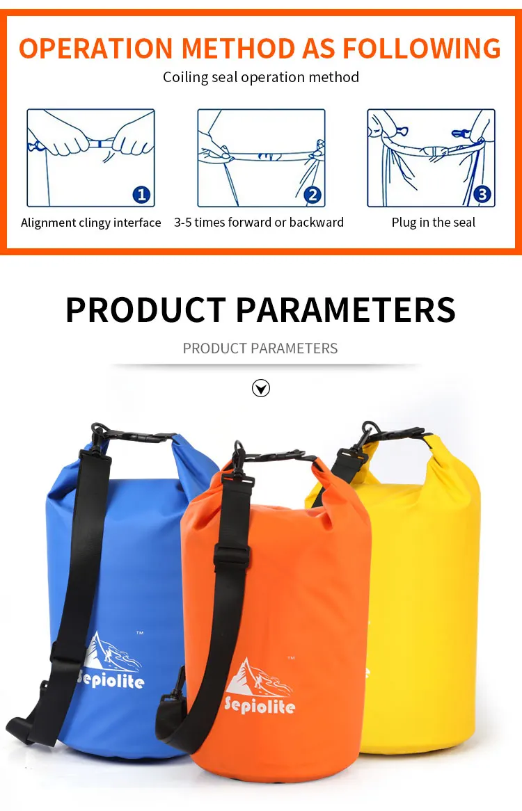 Sepiolite открытый 20L водонепроницаемый плавательный мешок кемпинг для хранения при сплаве сухой мешок с регулируемым крючок для ремней