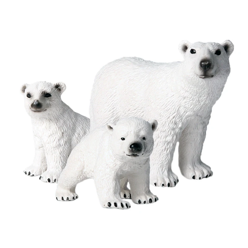 

Children'S Simulation Wild Marine Animal Model Solid Environmental Protection Ornaments Polar Bear Toy Set Polar Bear Figurine
