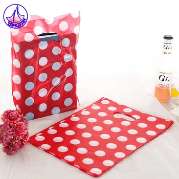 

15*20cm Wedding Plastic Gift Bags With Handle 100pcs/lot Plastic Pouches For Boutique Christmas Gift Handle Bags H028