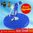 Upgraded Blue Magic manguera Extensible 3 times Garden Hose Watering manguera Brass Water gun 100ft Garden Tools Brass Spray Gun