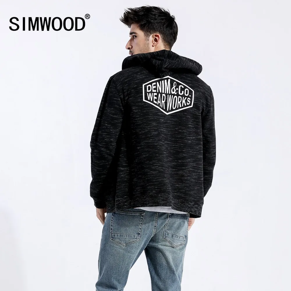 Мужское худи на молнии SIMWOOD меланжевый спортивный свитшот в стиле хип хоп с