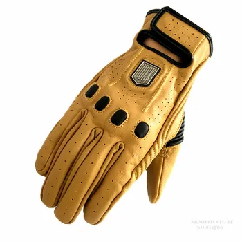 

Vintage Motorcycle Gloves Real Leather Full Finger Men Luvas Guantes Motorbike Protective Gears Racing Glove M L XL XXL