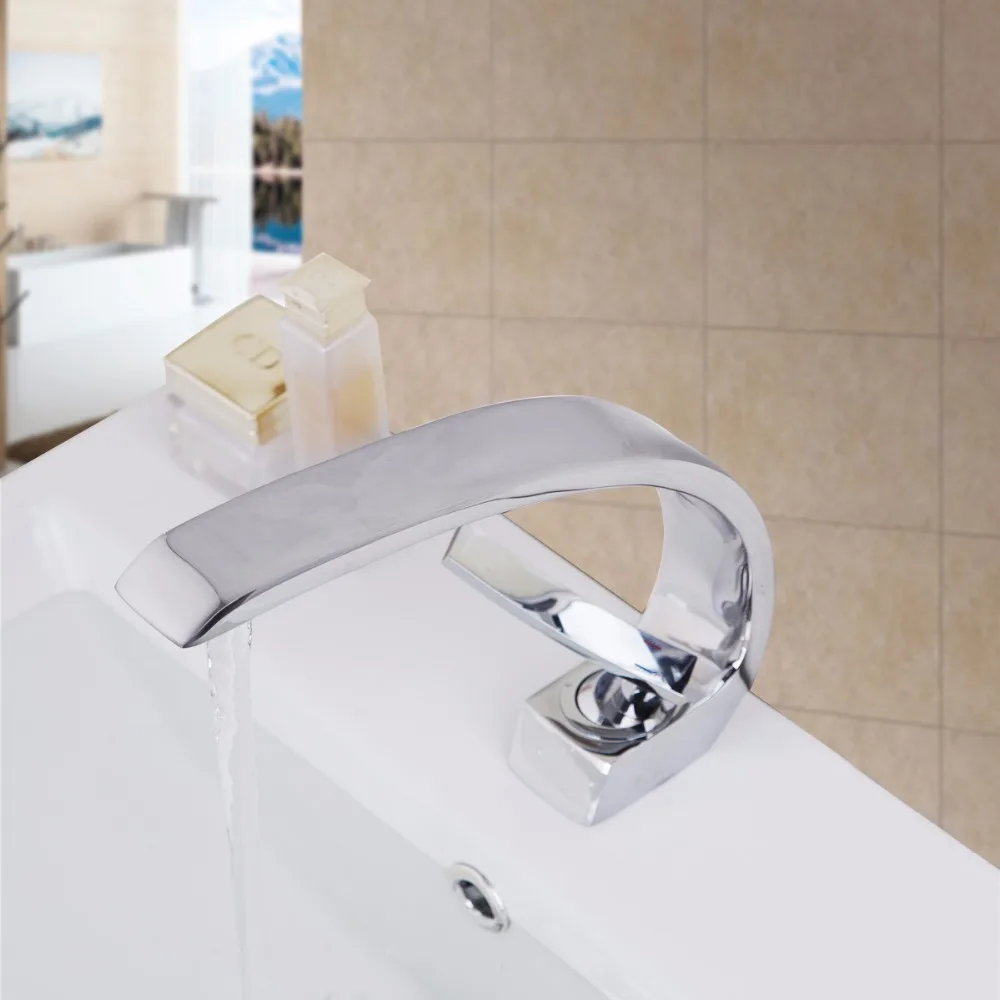 

Chrome Waterfall Bathroom Basin Faucet Single Handle Sink Mixer Water Taps