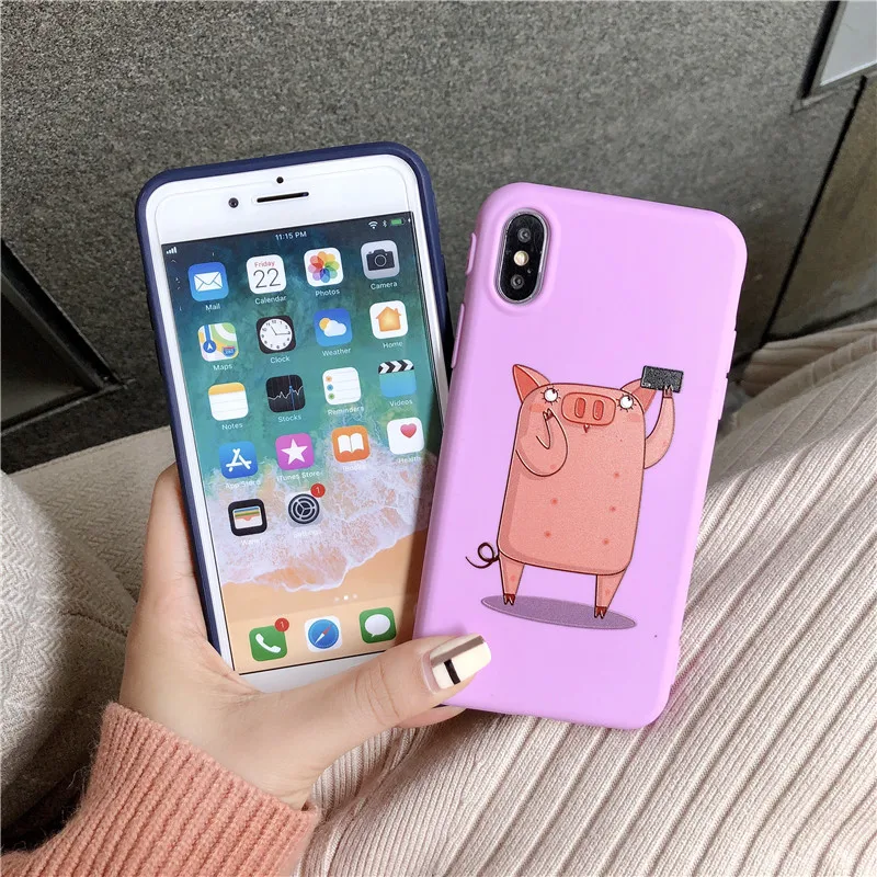 3D Relief Patterned Case For iPhone X Xr Xs Xs Max Cartoon pig Cases For iPhone 6s 6 7 8 Plus