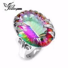 Brand New Huge 42ct Genuine Rainbow Fire Mystic Topaz Solid 925 Sterling Silver Ring Vintage Fashion Accessories Jewelry