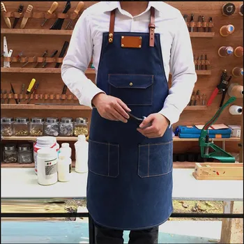 

New Kitchen Denim Thickened BBQ Apron Unisex Cooking Apron Bib Man Women Cowboy Antifouling Chef Pinafore Delantal Tablier