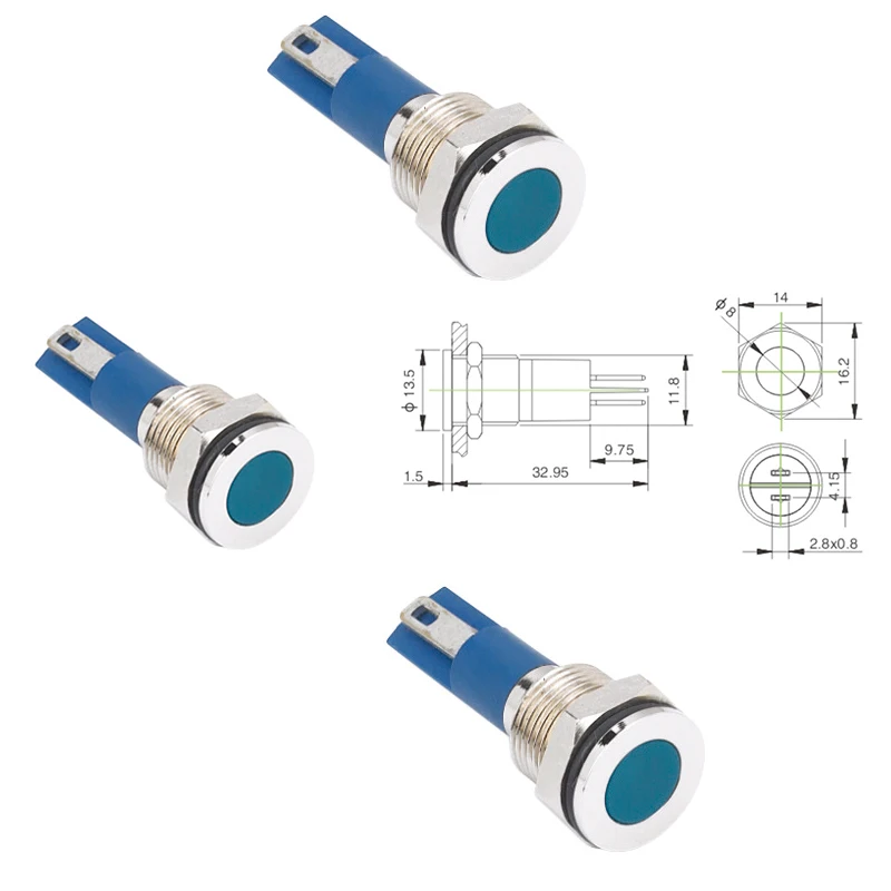 IN81 Горяч-продавать 12 мм IP67 водонепроницаемый индикатор света 220 V сигнальная лампа