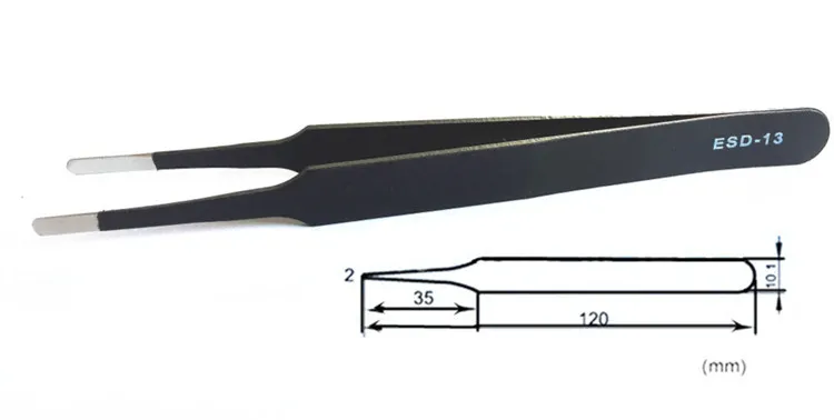 6 шт./компл. Пинцет ESD немагнитные пинцеты антистатические тонкий Изогнутый наконечник черный коробка с инструментами, инструменты для обслуживания серого цвета для ювелирных изделий