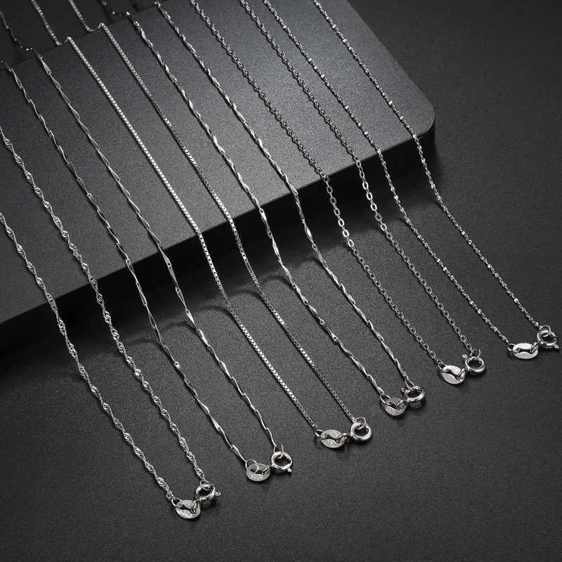 

925 Sterling Silver Necklace for Women DIY Long Necklaces Pendants Chain Silver 925 Jewelry Minimalist S925 Jewelry Necklace