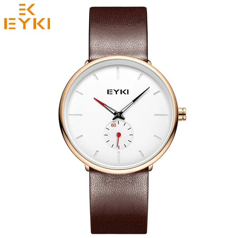 Relógios de Marca Relógio para Amantes para Mulheres dos Homens de Quartzo Movimento do Relógio à Prova Eyki Simples Água Ultra Fino Montre Homme Horloge Dames Top d’
