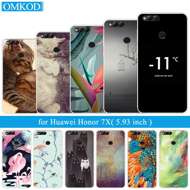 Силиконовые чехлы для Huawei Honor 7X 5 93 дюйма 7 X черный матовый чехол телефона сделай