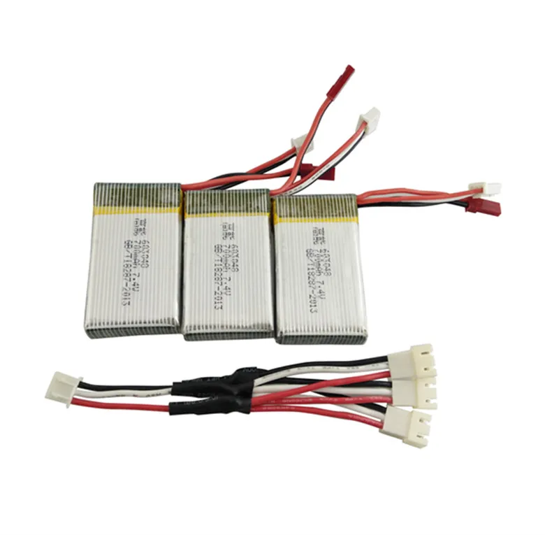 

New Arrival 3PCS 7.4V 25C 700mAh Battery & 1 To 3 Charging Cable Set For MJX X600 X601H RC Quadcopter