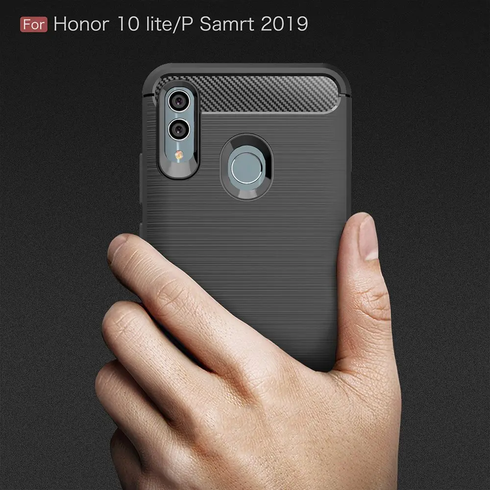 

Phone Case For Huawei Honor 10 Lite Case Silicone Luxury Carbon Fiber TPU Coque For Huawei P Smart 2019/P Smart Plus Cover Funda