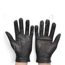 New high quality Men s Golf Gloves black sheepskin holes left and right hands One pair