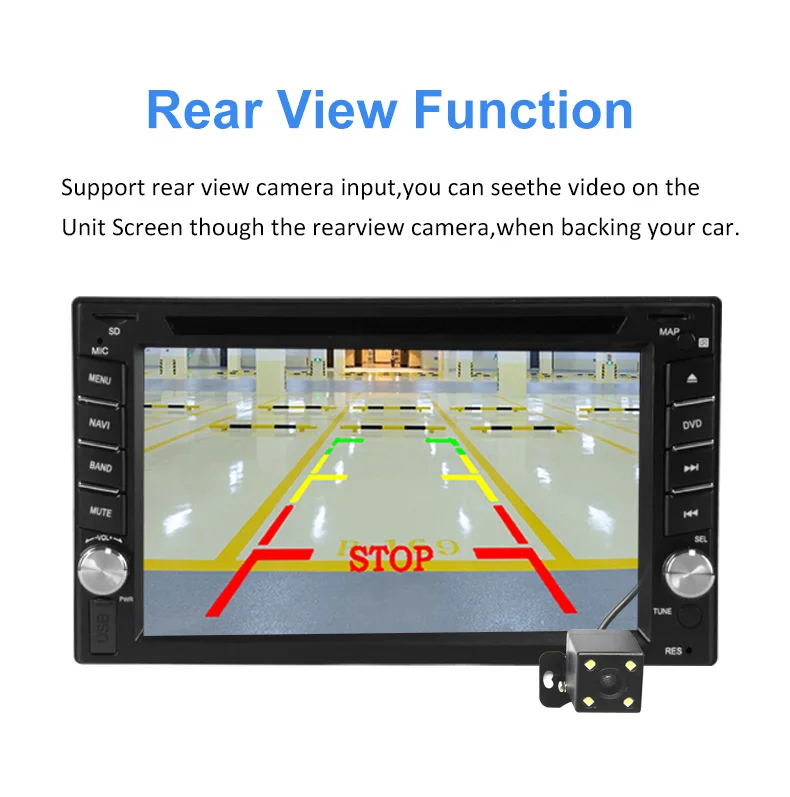 Sale 6212 6.2" HD 2 DIN in Dash Car CD DVD Player Touch Screen Radio Stereo Bluetooth MP3 Steering Wheel Control Remote Control 5