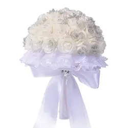 Свадебный букет белые свадебные букеты невесты ручной свадьбы Бордовые цветы розы украшения для букета невесты держатель невесты Жемчуг