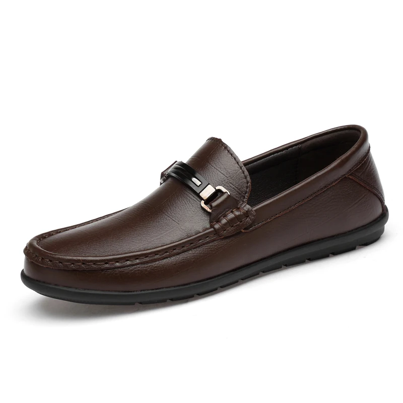 

2019 New Mens Casual Loafers Leather Slip on Man Flat Walking Footwear Comfortable Male Fashion Driving Sneakers Plus Size