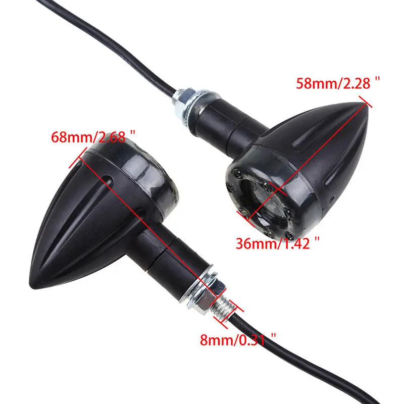 JX-LCLYL 1Pair Red+Amber Motorcycle Bullet LED Turn Signal Indicator Light for Harley