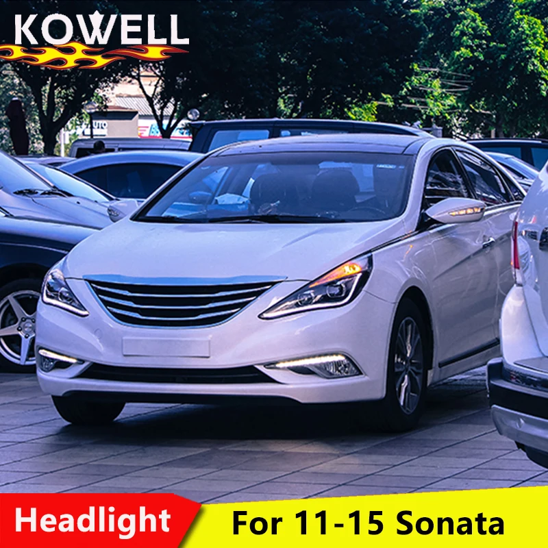 KOWELL автомобильный Стайлинг для hyundai Sonata фары 2011- Sonata 8 светодиодный фары DRL Bi Xenon объектив Высокий Низкий луч парковка туман