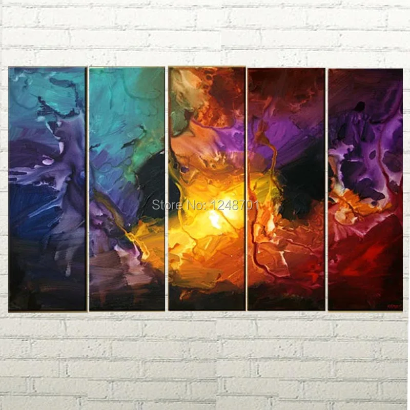 

Hand Painted 5 panels group Modern Wall Abstract Painting Colorful Artwork on Canvas Home wall Decoration picture art